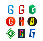 9款彩色大写字母G标志矢量图