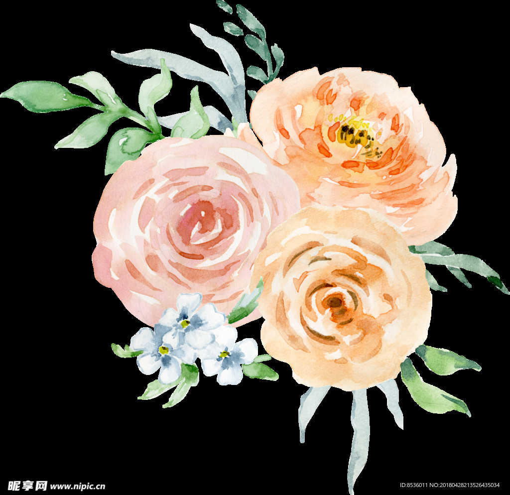 彩绘花卉花束