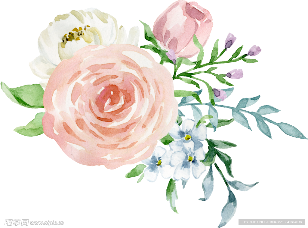 彩绘花卉花束