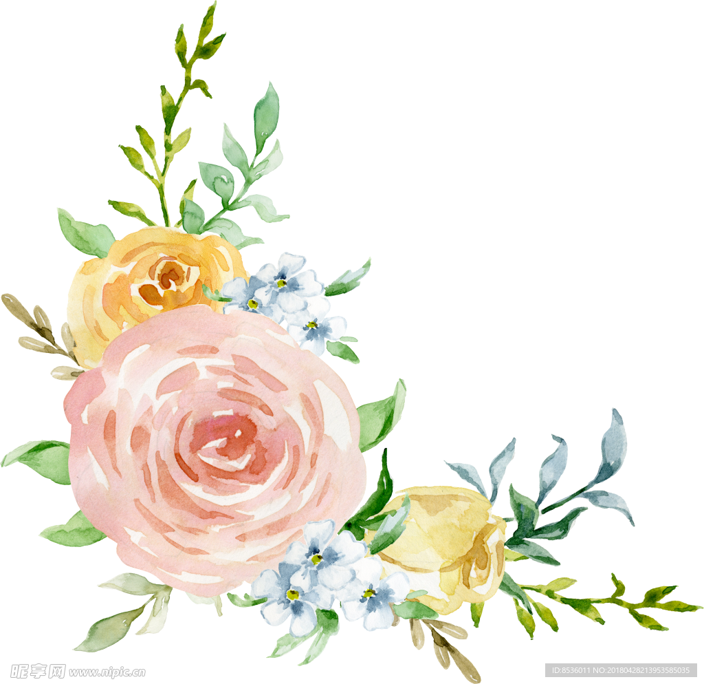 彩绘花卉花束
