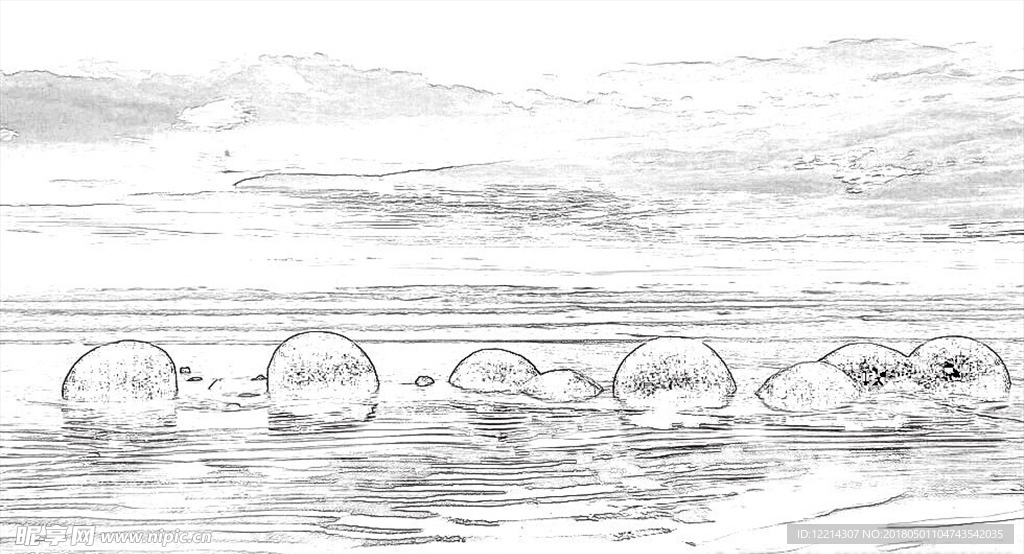 海边天空铅笔画