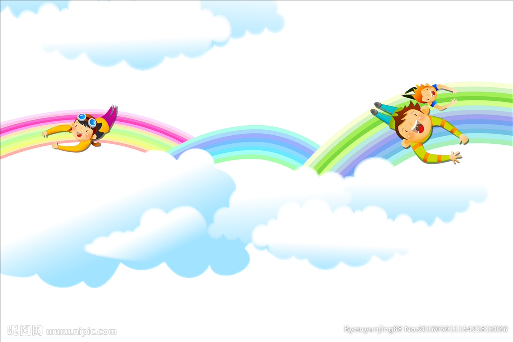 卡通彩虹云朵儿童素材