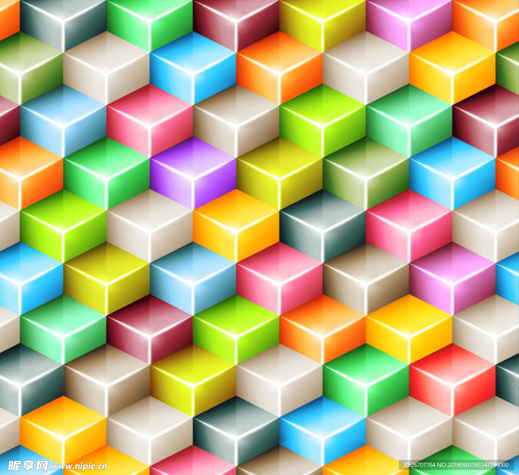 彩色立体台阶方块背景矢量图