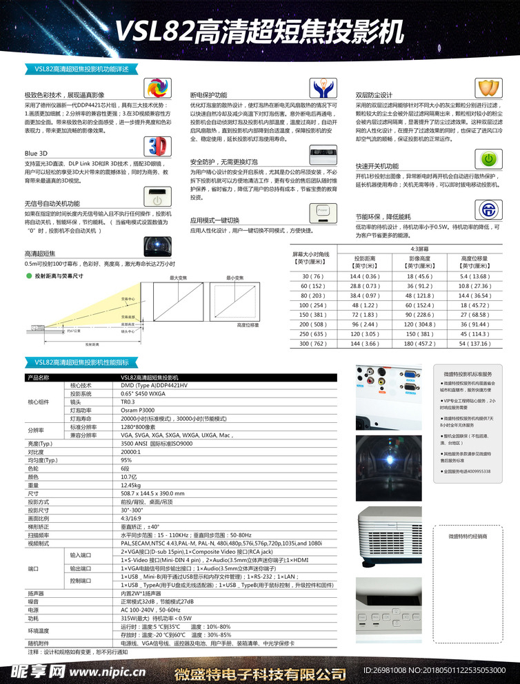 投影仪背面宣传单页图片