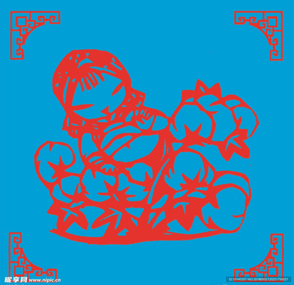 摘棉花剪纸