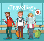 3个创意旅行人物设计矢量图