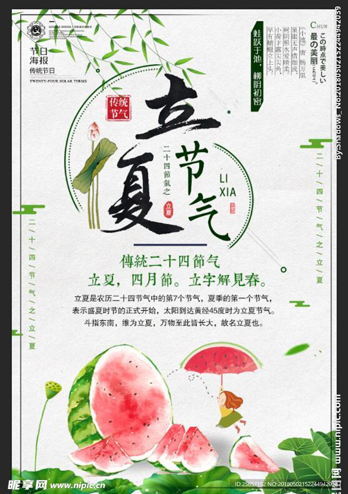 中国风立夏节气二十四节气海报