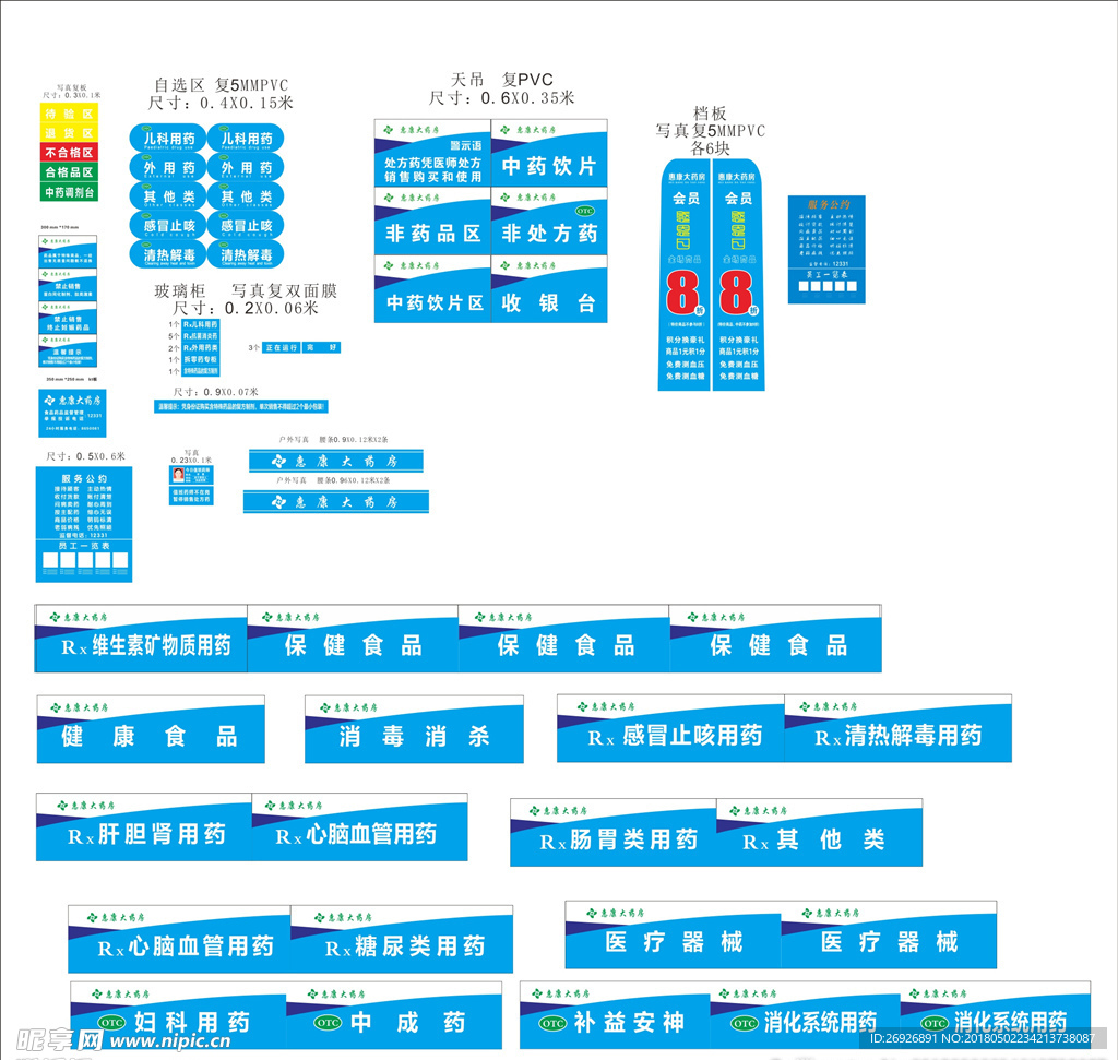 药房VI药品名称标签整套海报