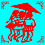 打伞剪纸
