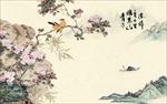 中国风花鸟图PSD素材