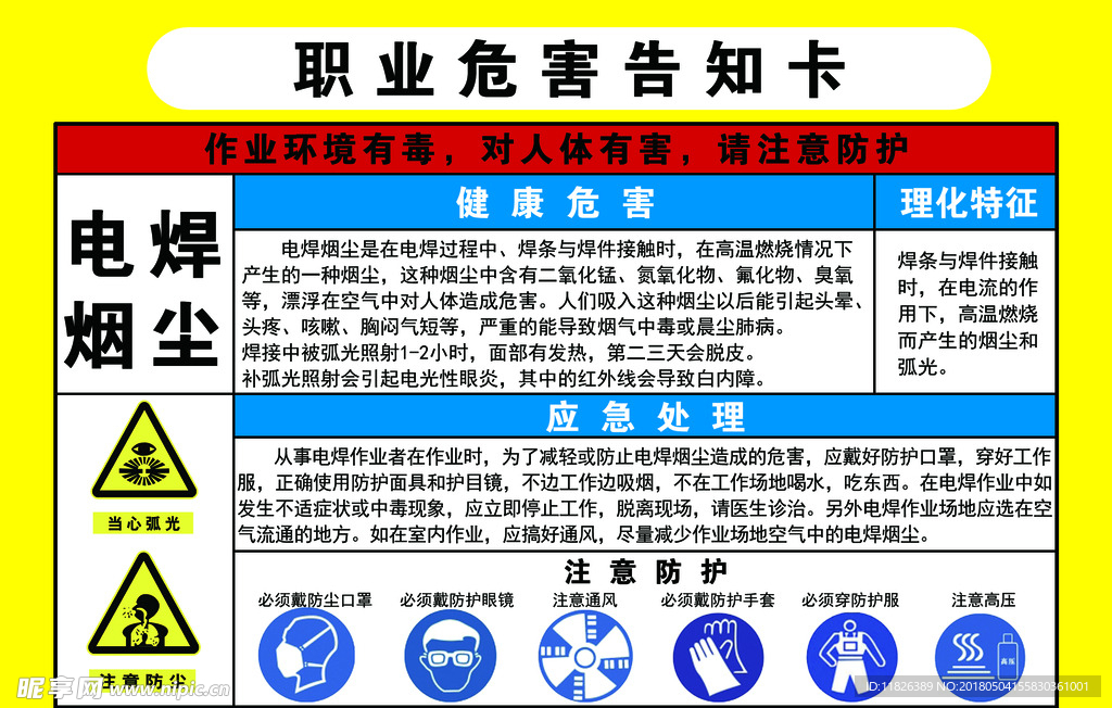 职业危害告知卡 烟尘