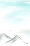 水彩手绘山脉背景图