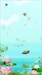 立夏小清新绿色柳树叶插画风海报