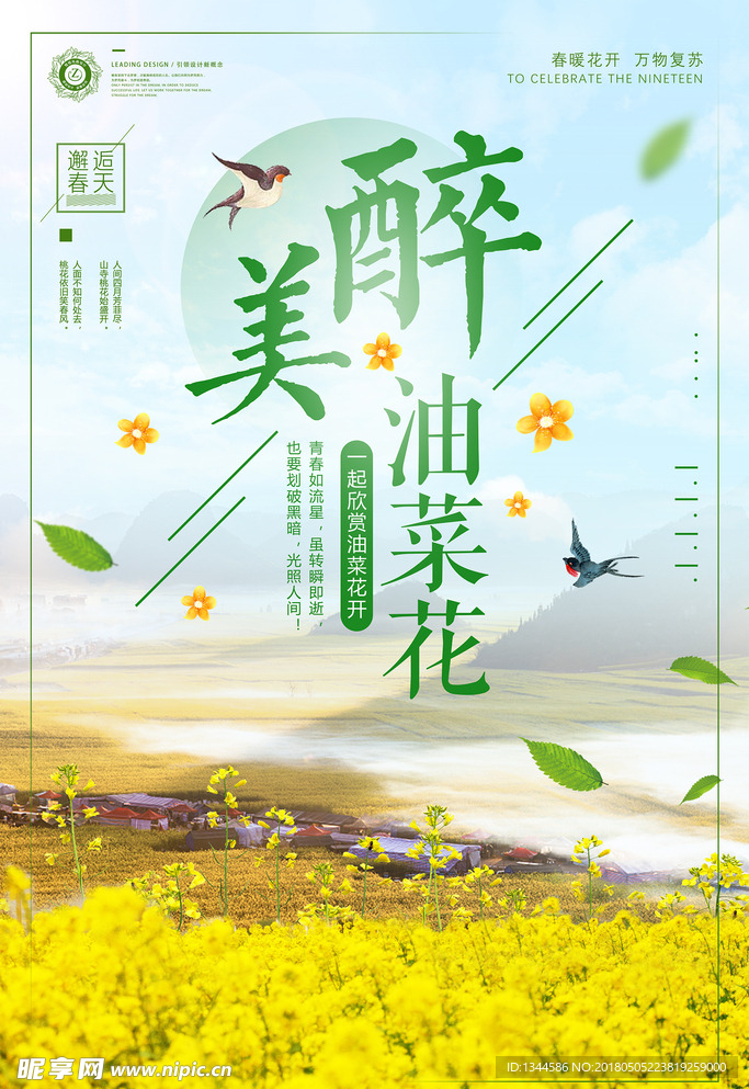 油菜花海报设计素材PSD