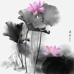 墨荷玄关装饰画