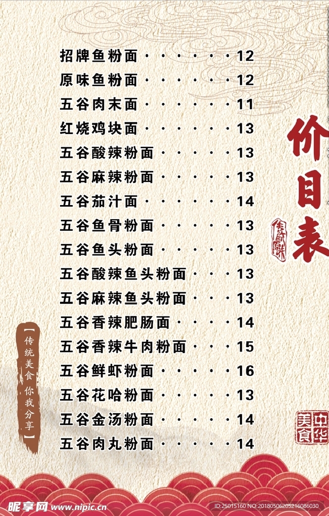 价目表