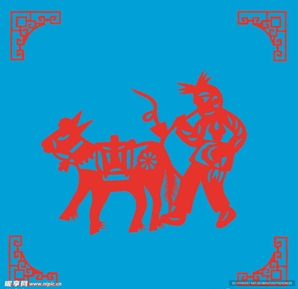 赶毛驴剪纸