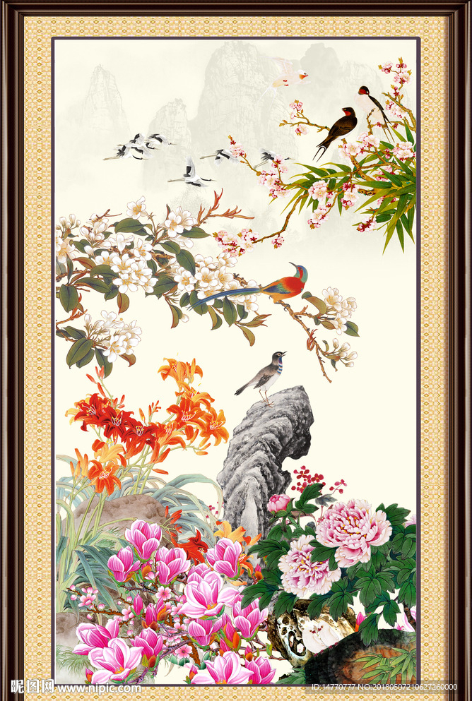 花鸟牡丹图