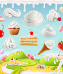 美味奶油蛋糕甜品卡通背景矢量素