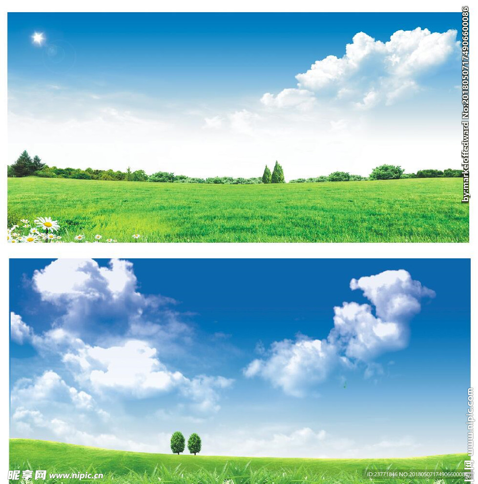蓝天白云草地