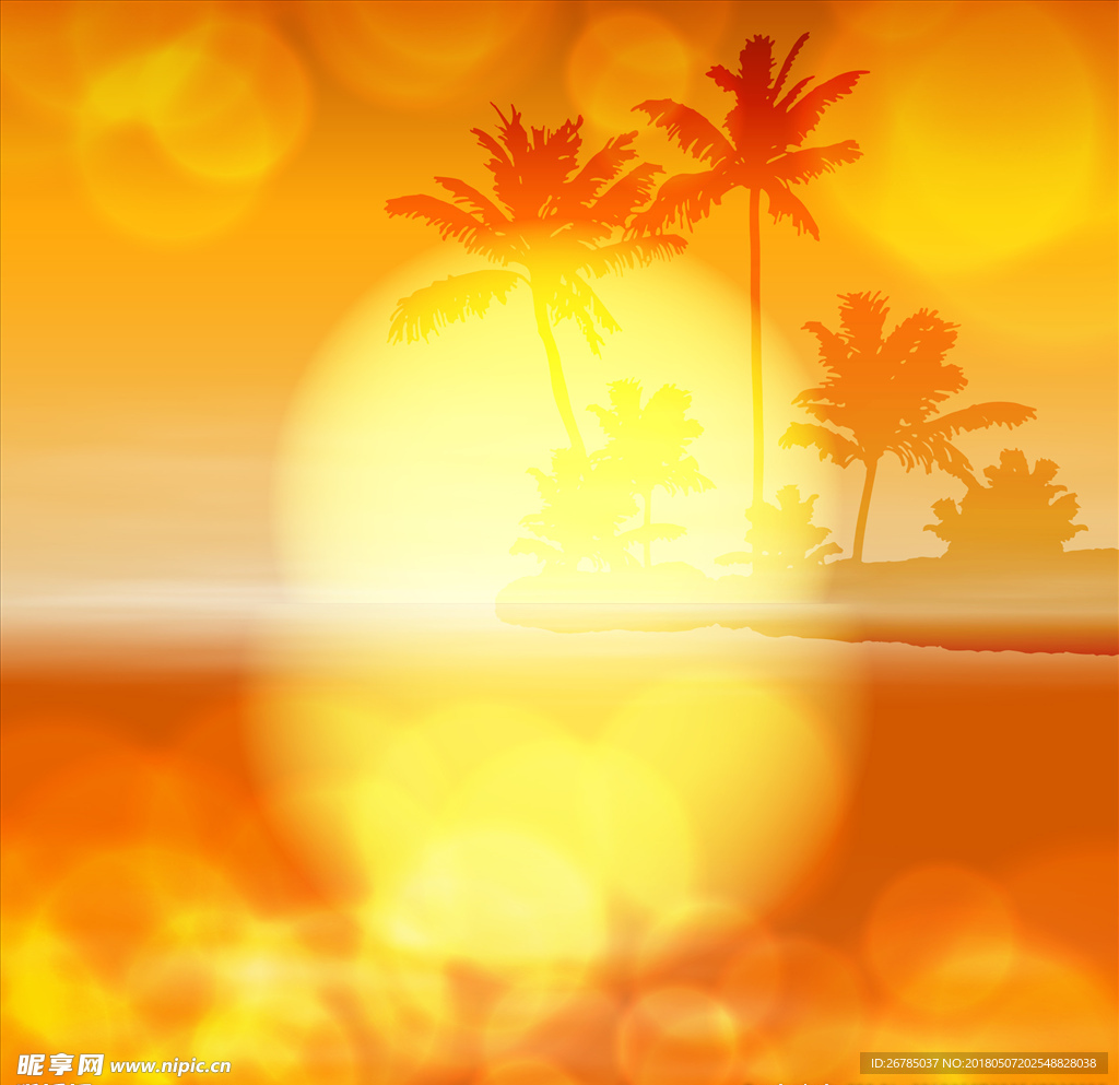 夕阳椰树