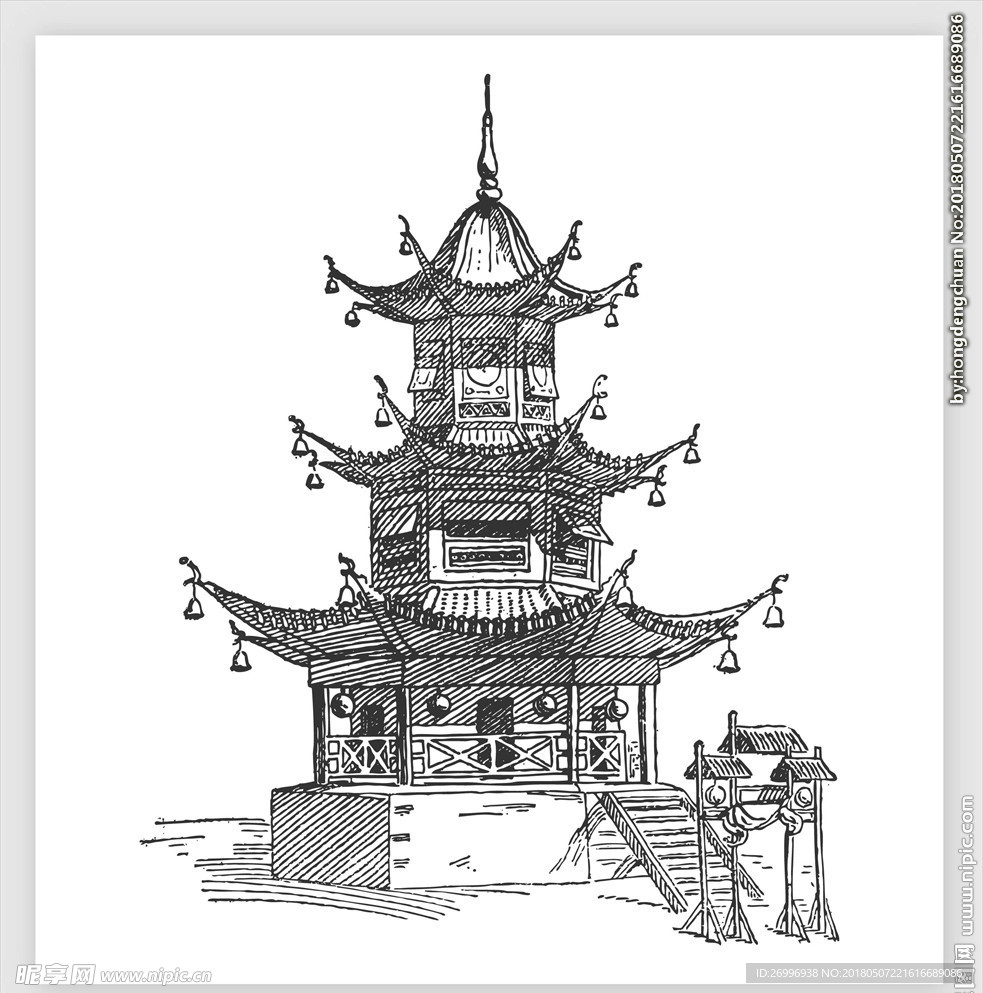 手绘线条建筑