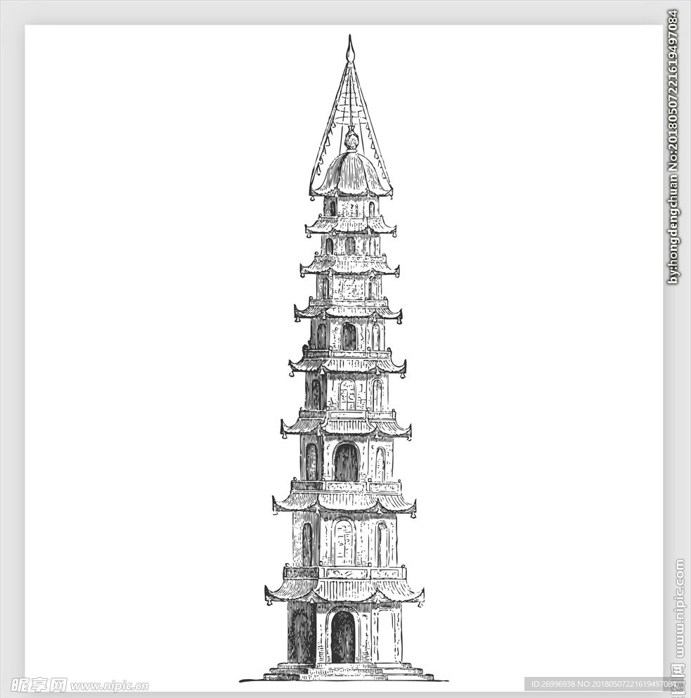 手绘线条建筑