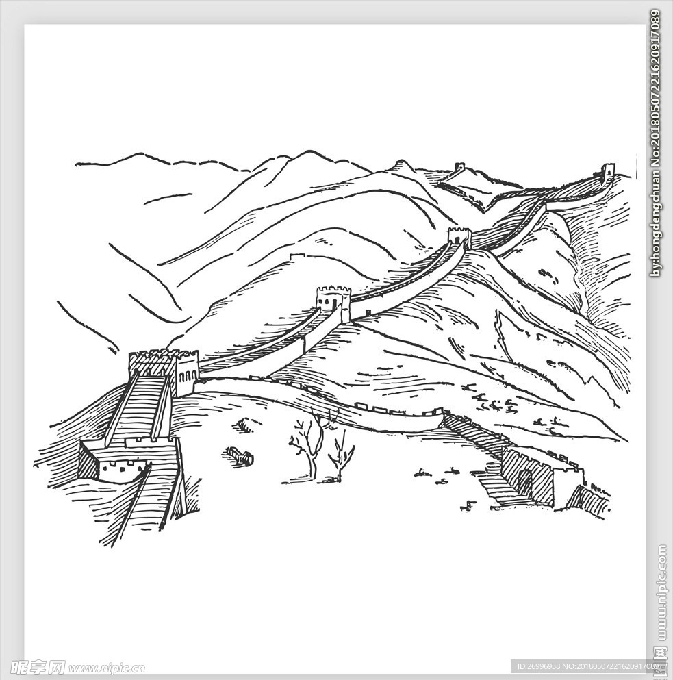 手绘线条建筑