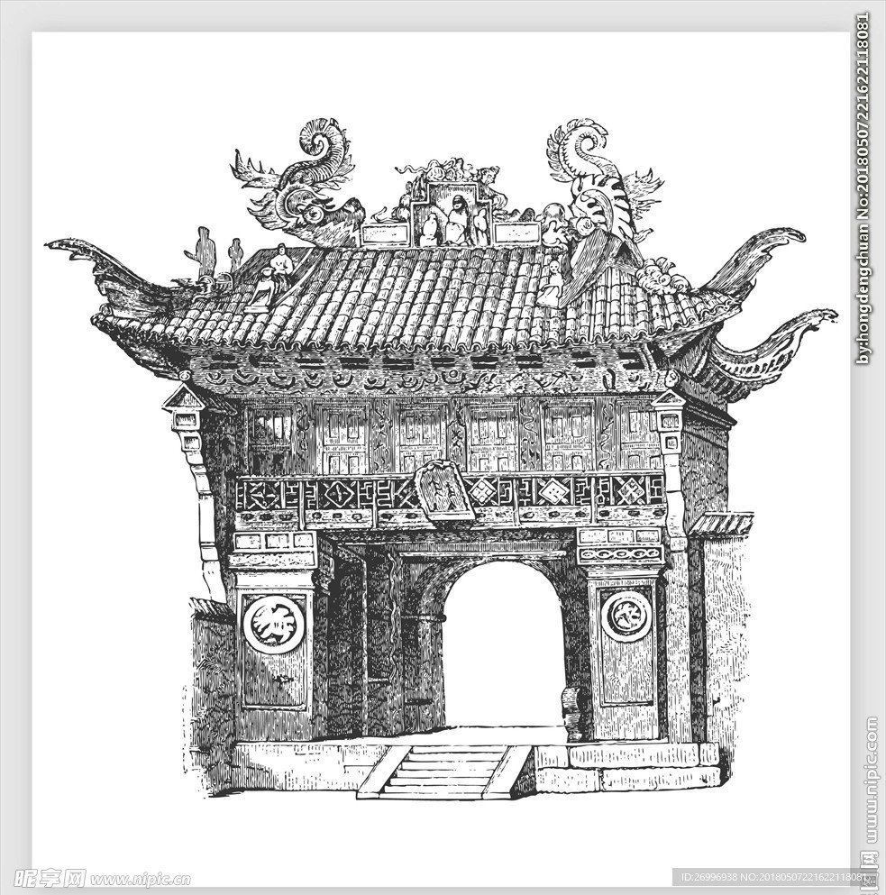 手绘线条建筑