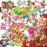 中式刺绣花朵设计素材