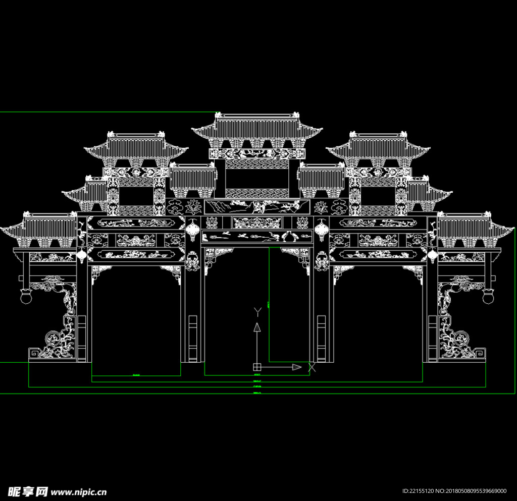 牌坊立面图 牌坊施工图