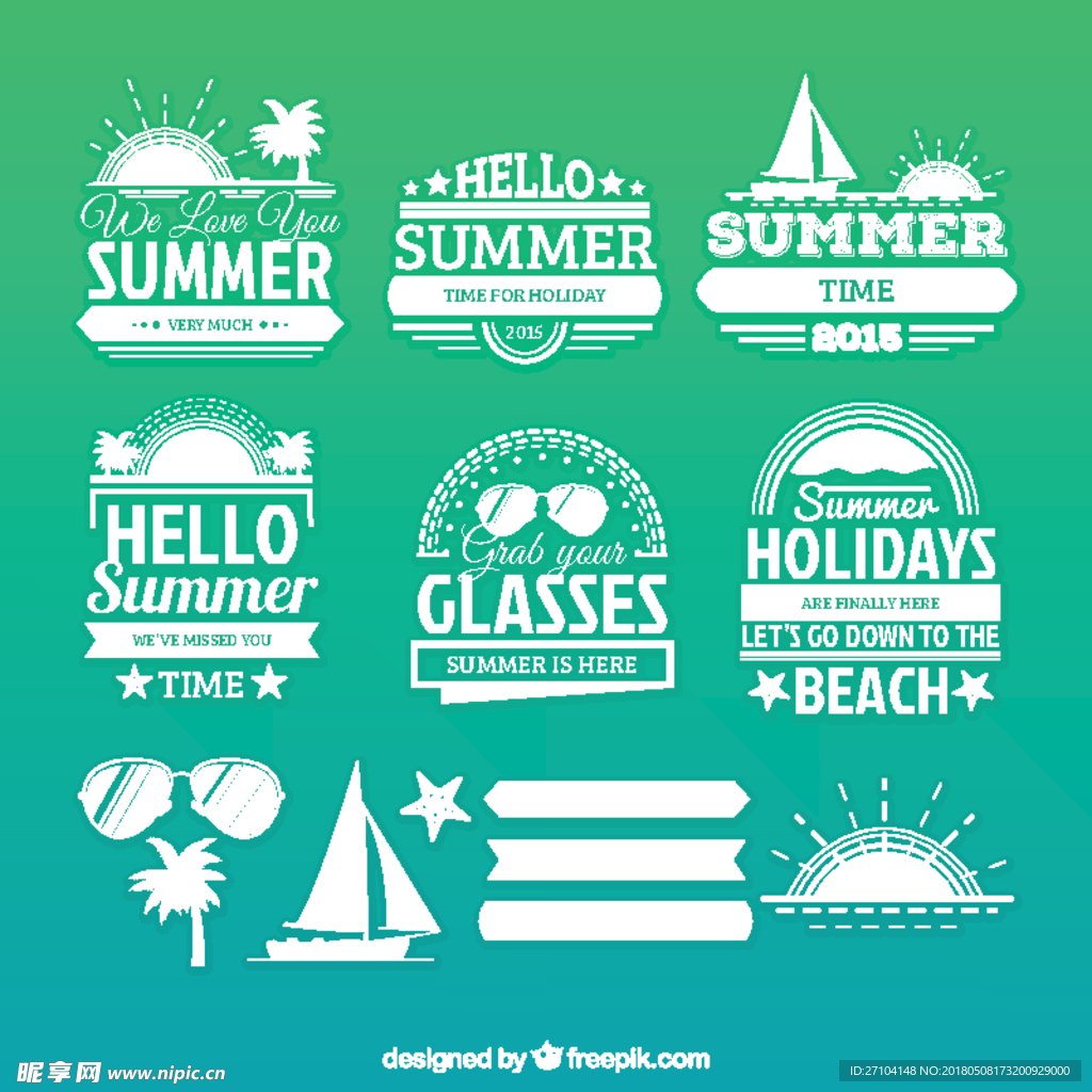 夏季海滩标签