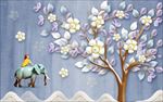 3D立体浮雕发财树花卉背景墙