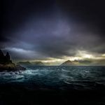 暴风雨下的大海风景