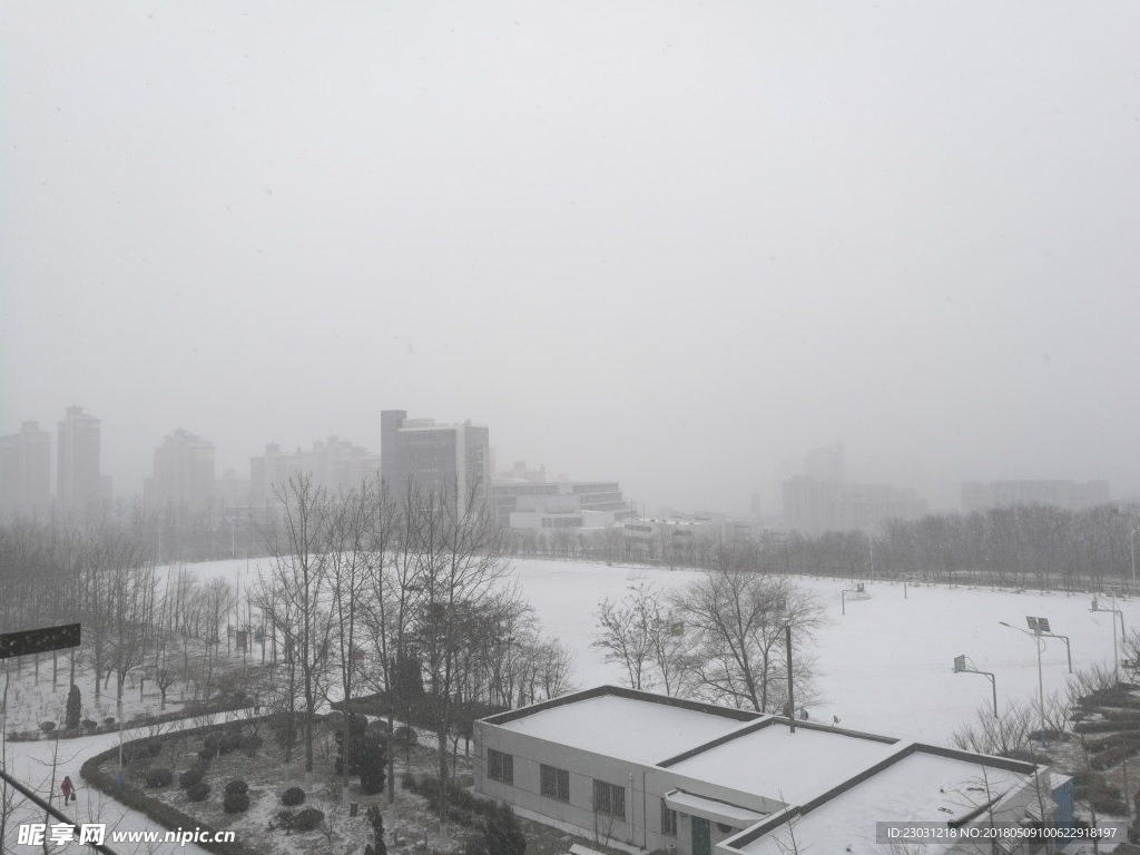 操场雪景