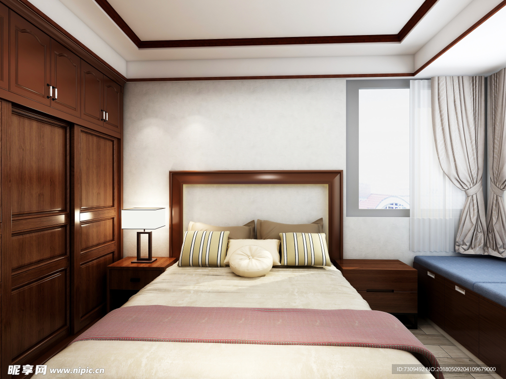 中式家居卧室装修效果图