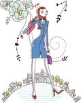 时尚购物卡通美女