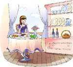 餐厅卡通美女