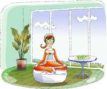 静坐卡通美女