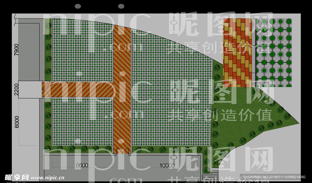 植草砖铺砖平面图效果图