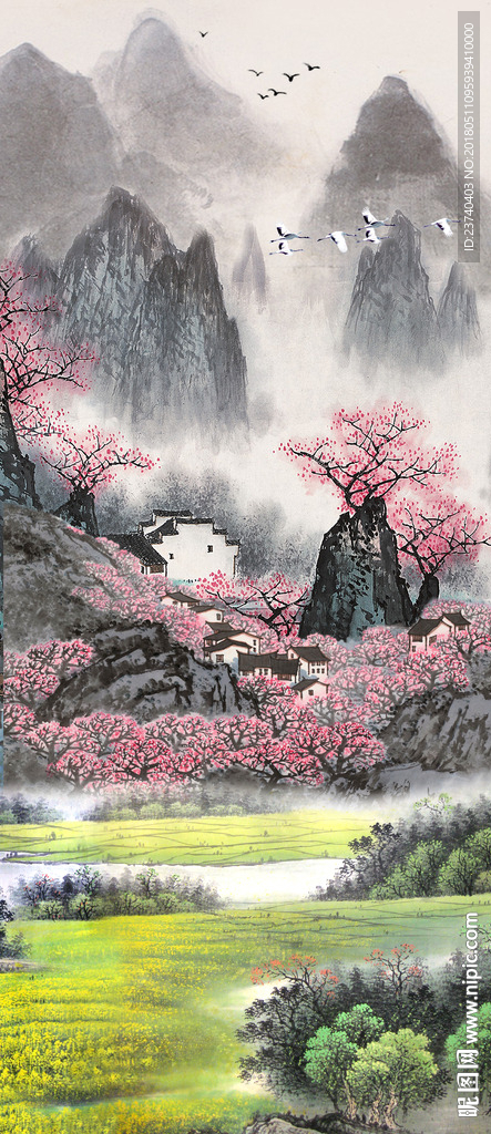 山水国画玄关