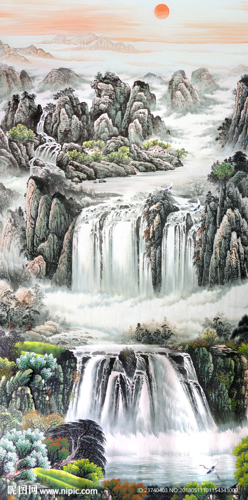 山水国画玄关