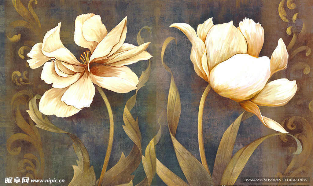 油画静物花朵装饰画