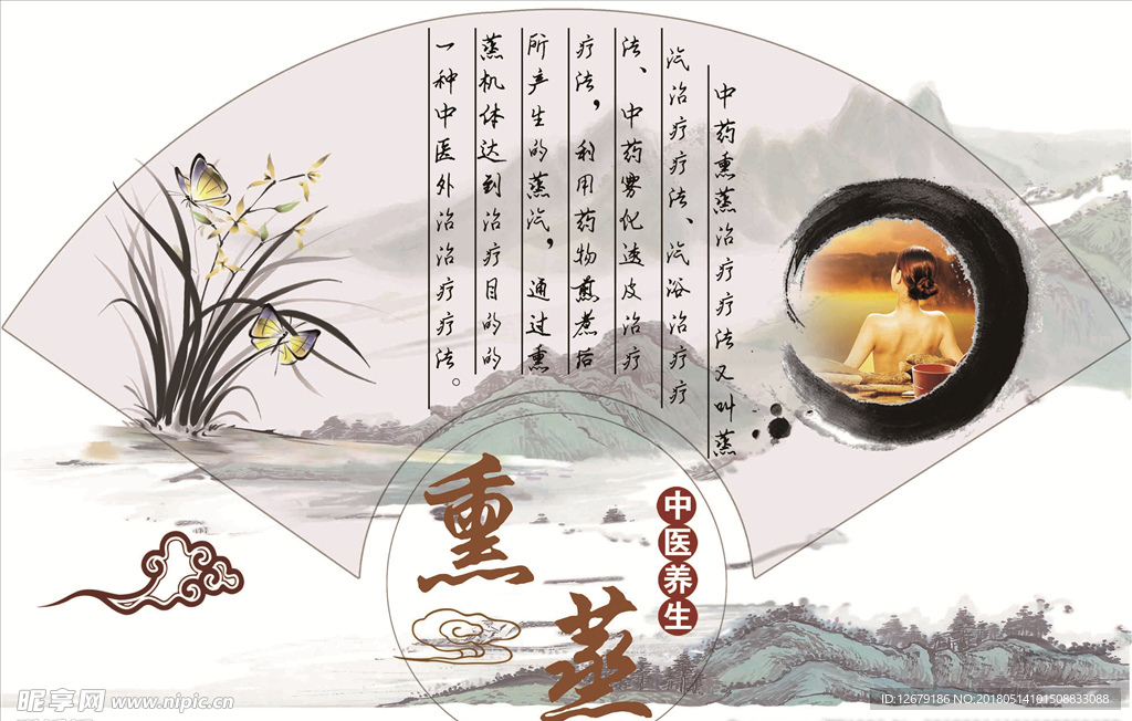 中医熏蒸扇形展板