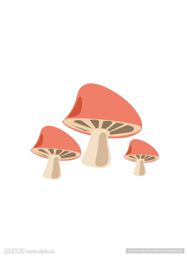 扁平风格的小蘑菇