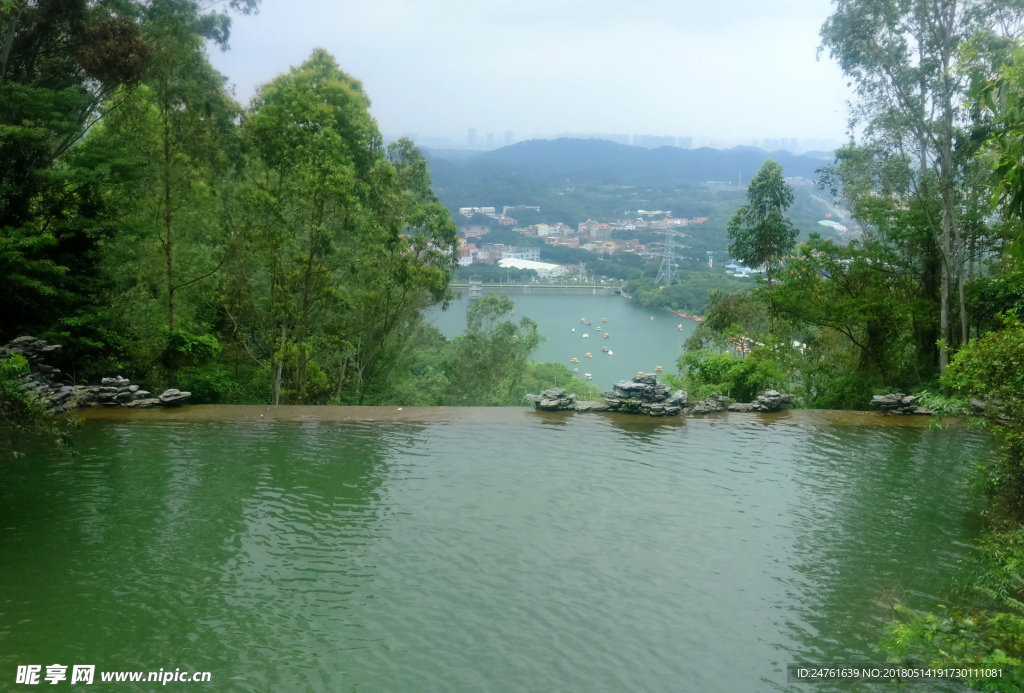 高位水面青翠风景