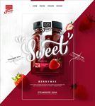 红色草莓果酱全屏网站页面模板
