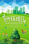 绿色清新世界环境日保护环境海报