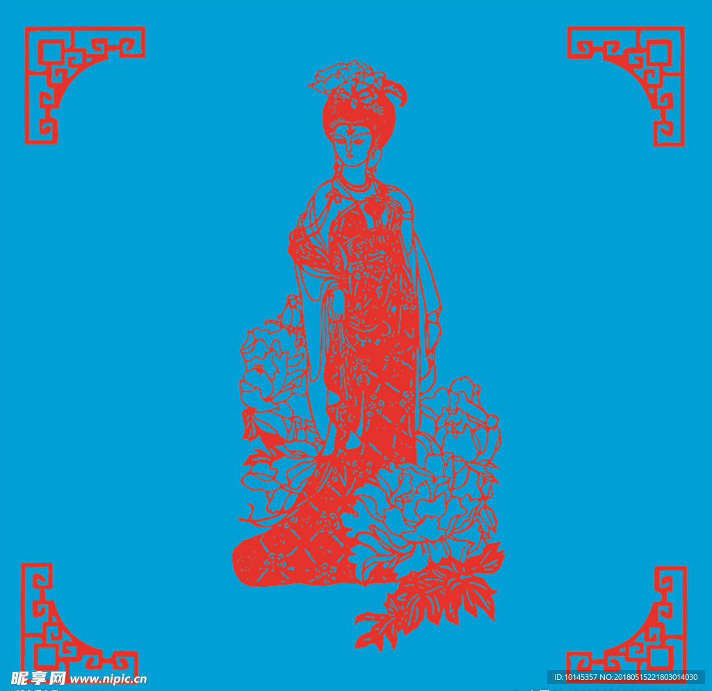 美女剪纸