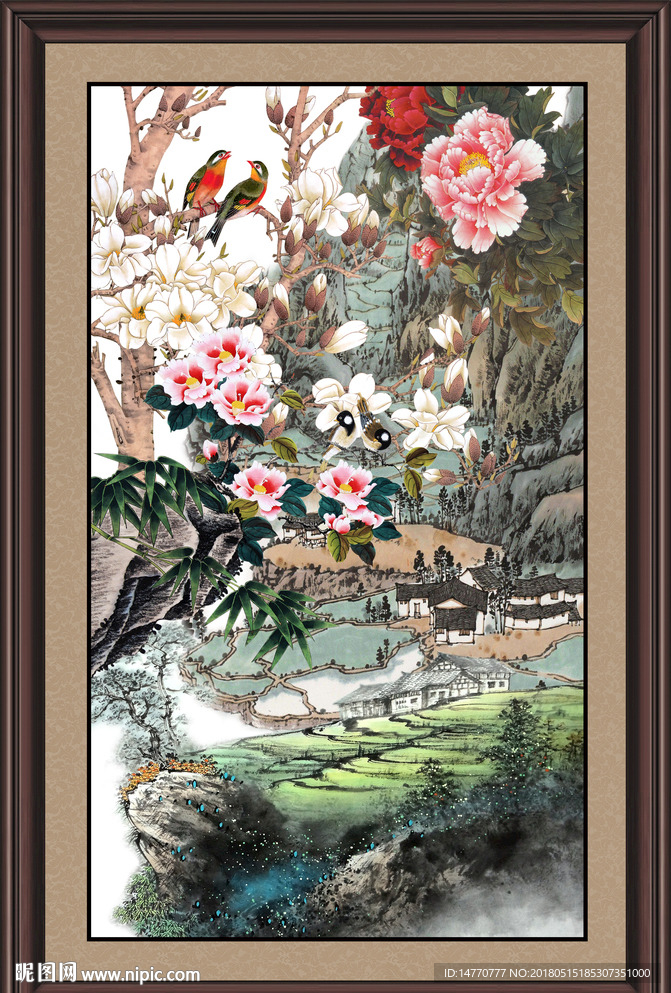 国画牡丹花鸟图